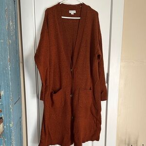 Ava & Viv Women's Deep Orange Pumpkin Long Cardigan Duster